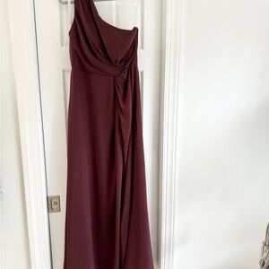 Azazie Brooke One-Shoulder Gown in Sangria